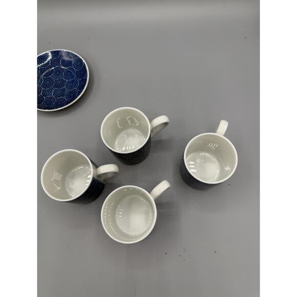 Tastesetter Sigma Blue Swirl Espresso Cups & Saucers Set of 4 Japan Porcelain - Picture 6 of 8